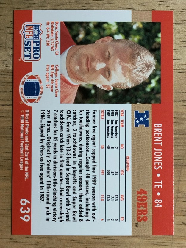 1990 Pro Set #639 Brent Jones RC