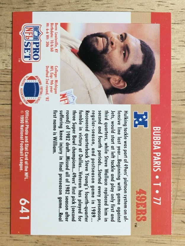 1990 Pro Set #641 Bubba Paris