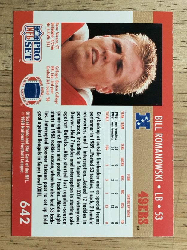 1990 Pro Set #642 Bill Romanowski RC