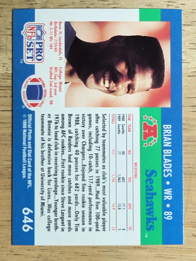 1990 Pro Set #646 Brian Blades