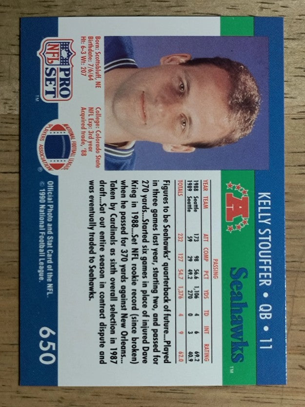 1990 Pro Set #650 Kelly Stouffer