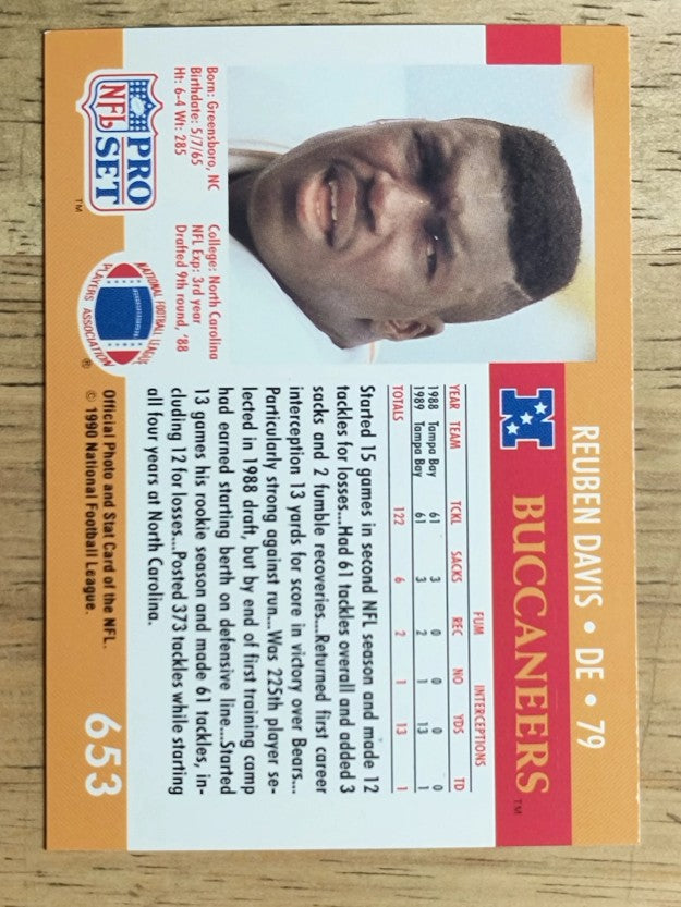 1990 Pro Set #653 Reuben Davis