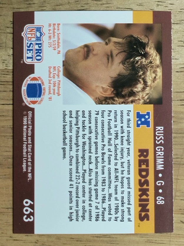 1990 Pro Set #663 Russ Grimm