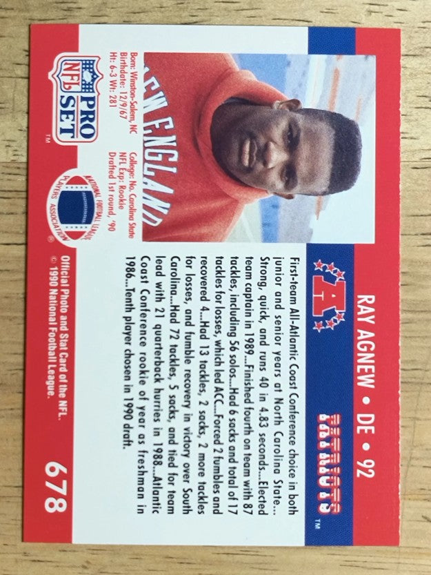 1990 Pro Set #678 Ray Agnew RC