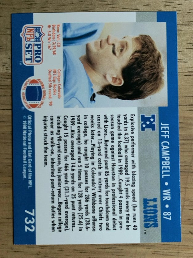 1990 Pro Set #732 Jeff Campbell RC