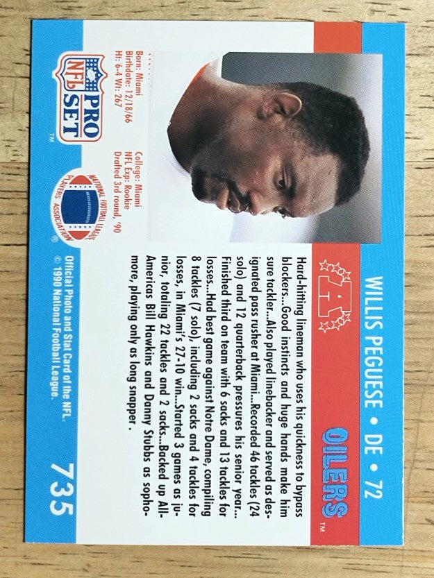 1990 Pro Set #735 Willis Peguese RC