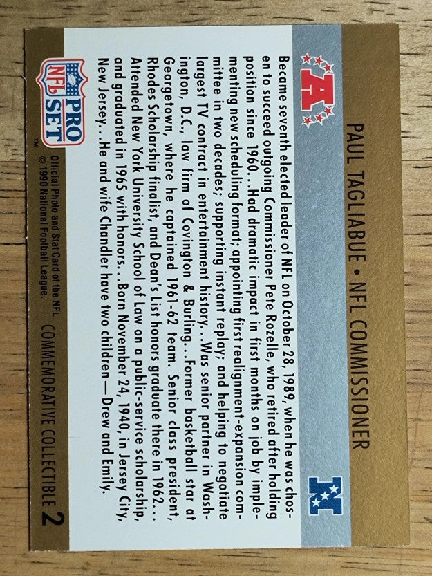 1990 Pro Set #CC2 Paul Tagliabue SP/NFL Commissioner