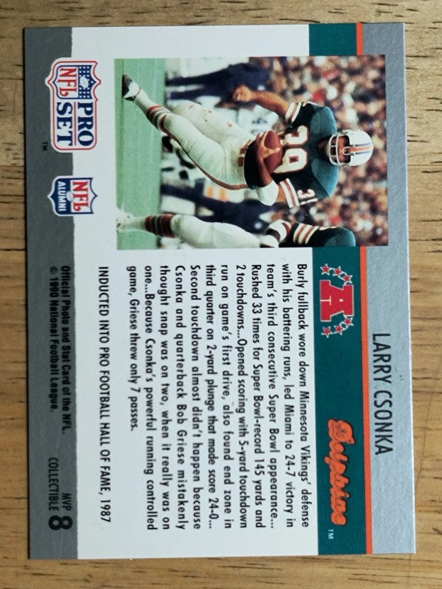 1990 Pro Set Super Bowl MVP's #8 Larry Csonka
