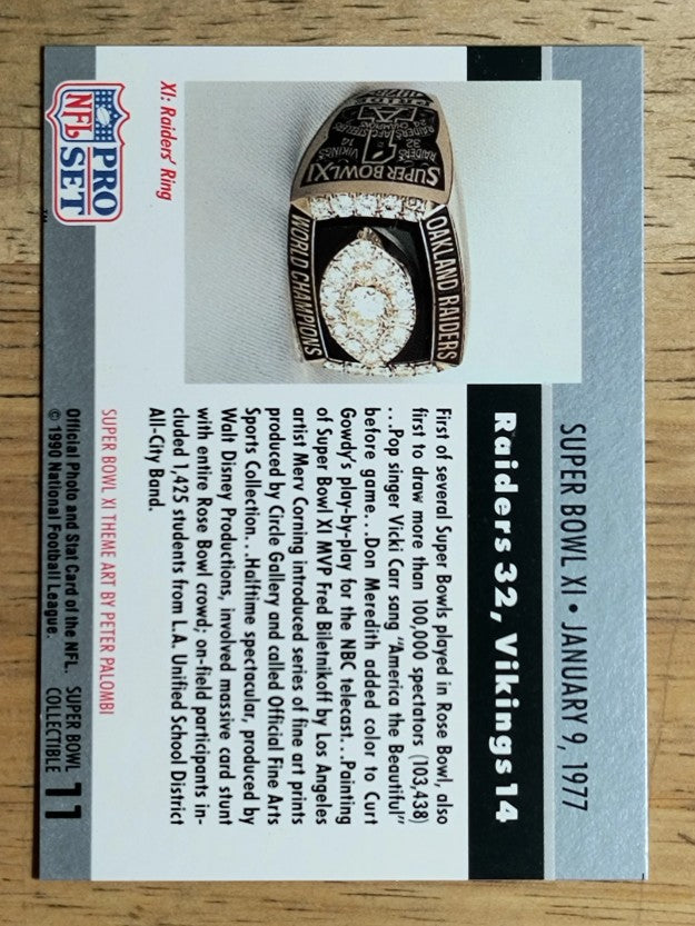 1990 Pro Set Theme Art #11 Super Bowl XI