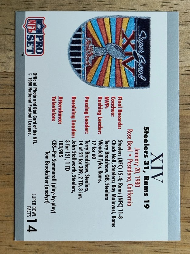 1990-91 Pro Set Super Bowl 160 #14 SB XIV Ticket