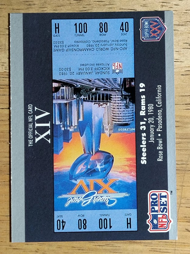 1990-91 Pro Set Super Bowl 160 #14 SB XIV Ticket