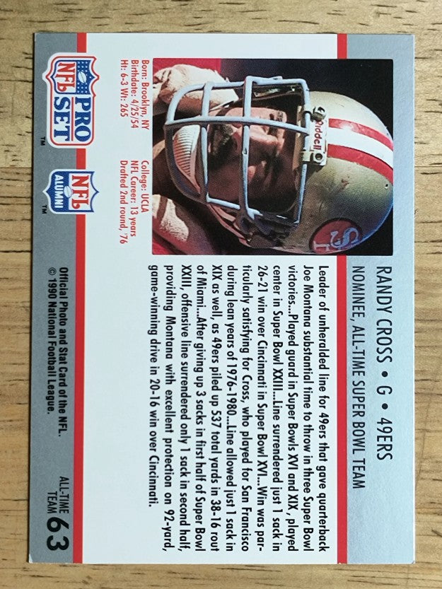 1990-91 Pro Set Super Bowl 160 #63 Randy Cross
