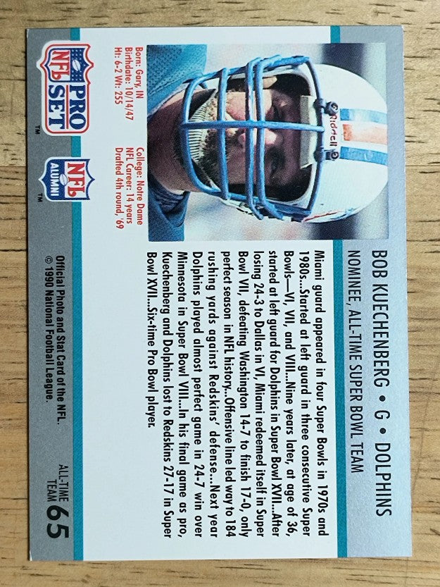 1990-91 Pro Set Super Bowl 160 #65 Bob Kuechenberg