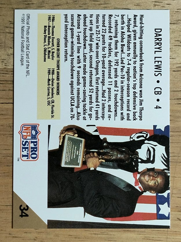 1991 Pro Set #34 Darryll Lewis RC