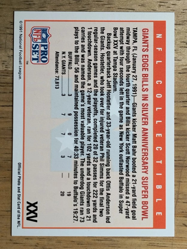 1991 Pro Set #NNO Super Bowl XXV Logo