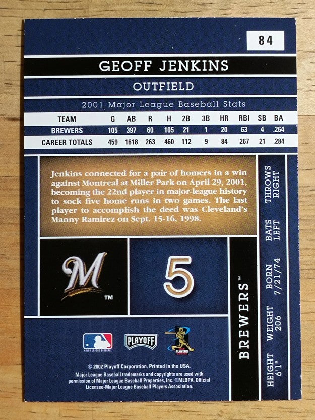 2002 Absolute Memorabilia #84 Geoff Jenkins
