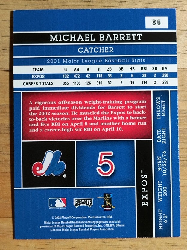 2002 Absolute Memorabilia #86 Michael Barrett