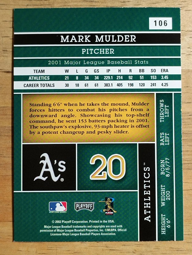 2002 Absolute Memorabilia #106 Mark Mulder
