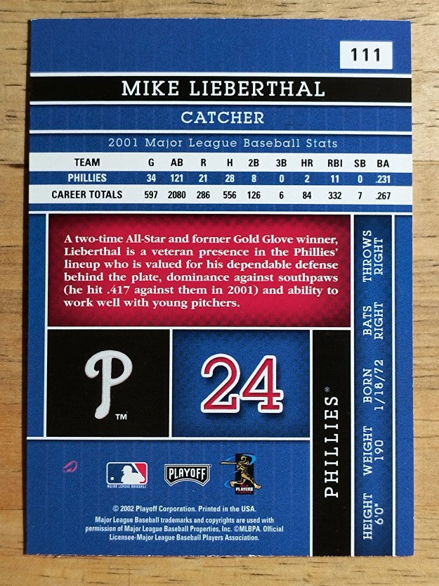 2002 Absolute Memorabilia #111 Mike Lieberthal