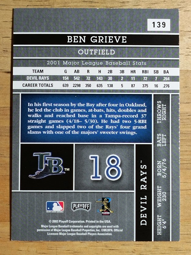 2002 Absolute Memorabilia #139 Ben Grieve