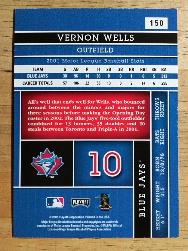 2002 Absolute Memorabilia #150 Vernon Wells