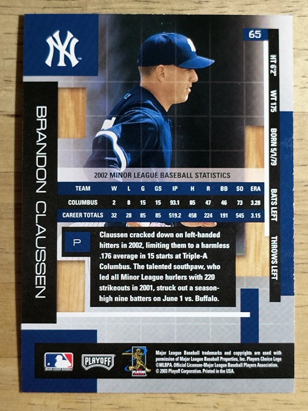 2003 Absolute Memorabilia #65 Brandon Claussen