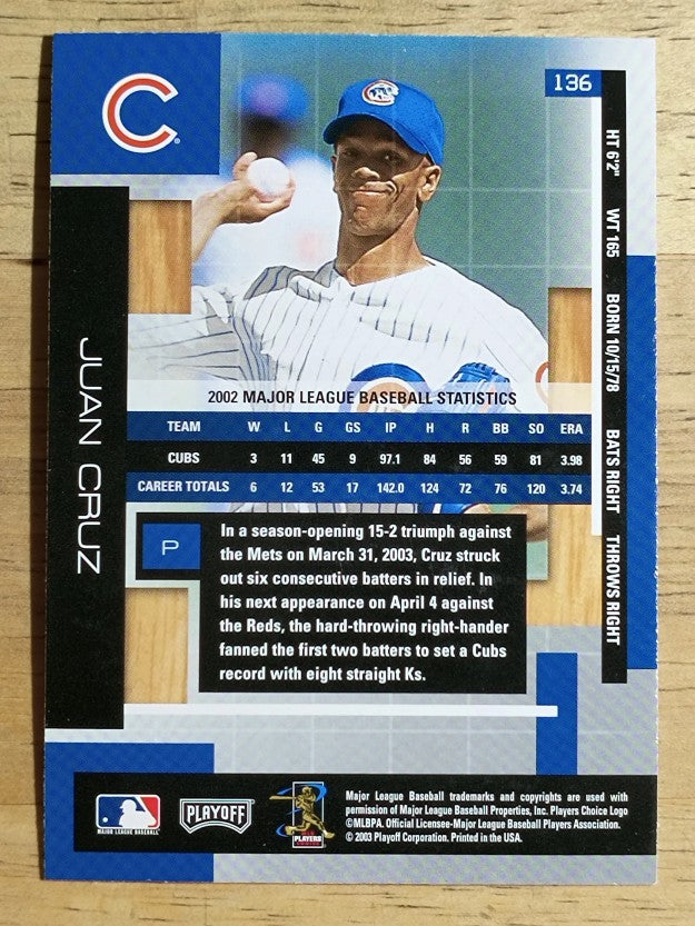 2003 Absolute Memorabilia #136 Juan Cruz