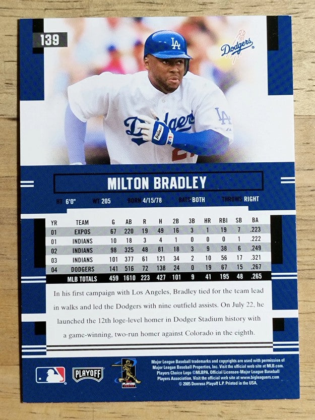 2005 Playoff Prestige #139 Milton Bradley