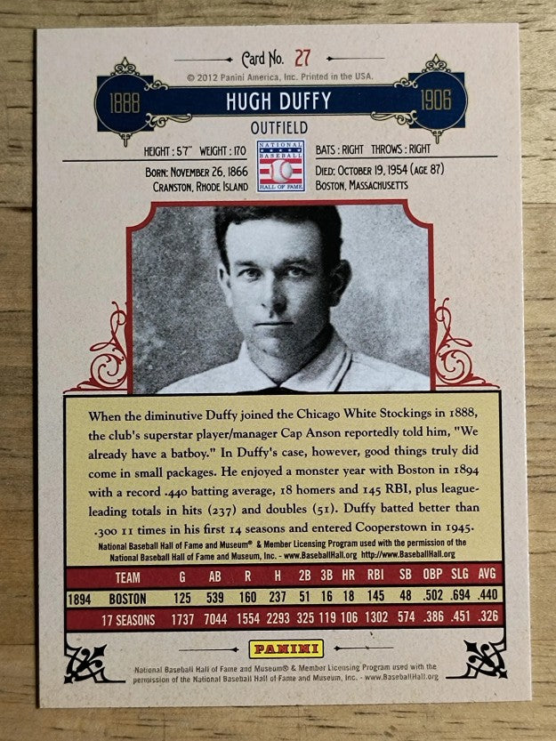 2012 Panini Cooperstown #27 Hugh Duffy