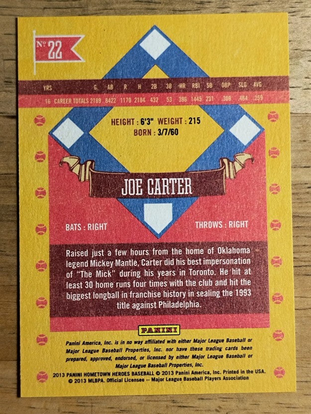 2013 Hometown Heroes #22 Joe Carter