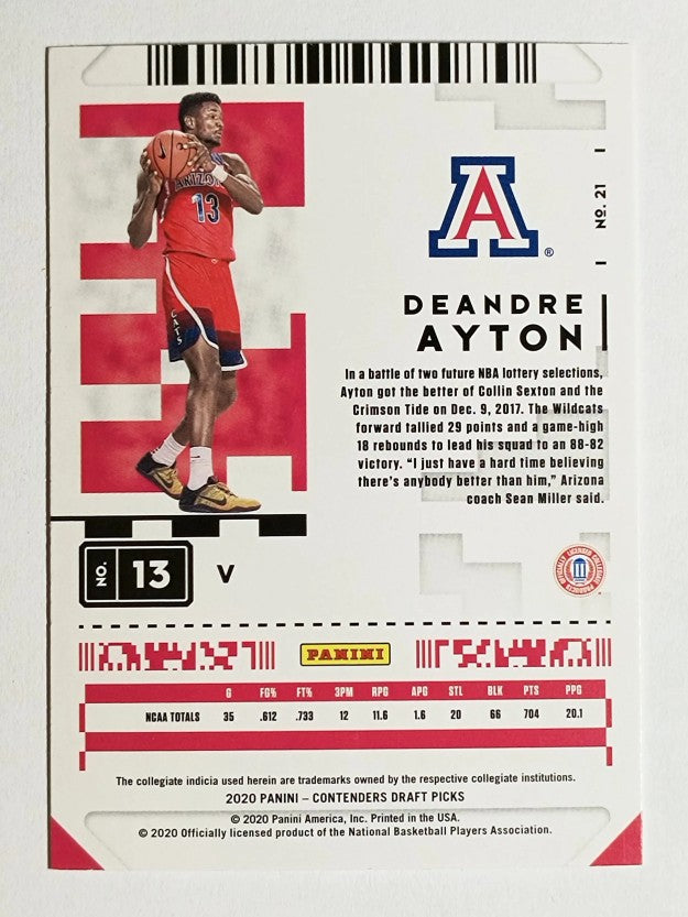 2020-21 Panini Contenders Draft Picks Variations #21 Deandre Ayton