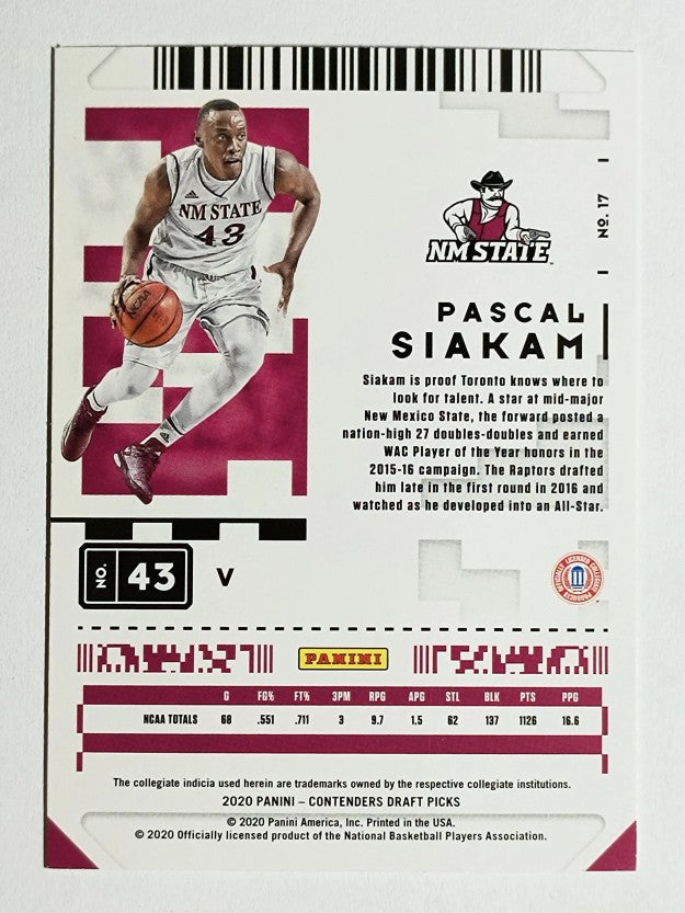 2020-21 Panini Contenders Draft Picks Variations #17 Pascal Siakam
