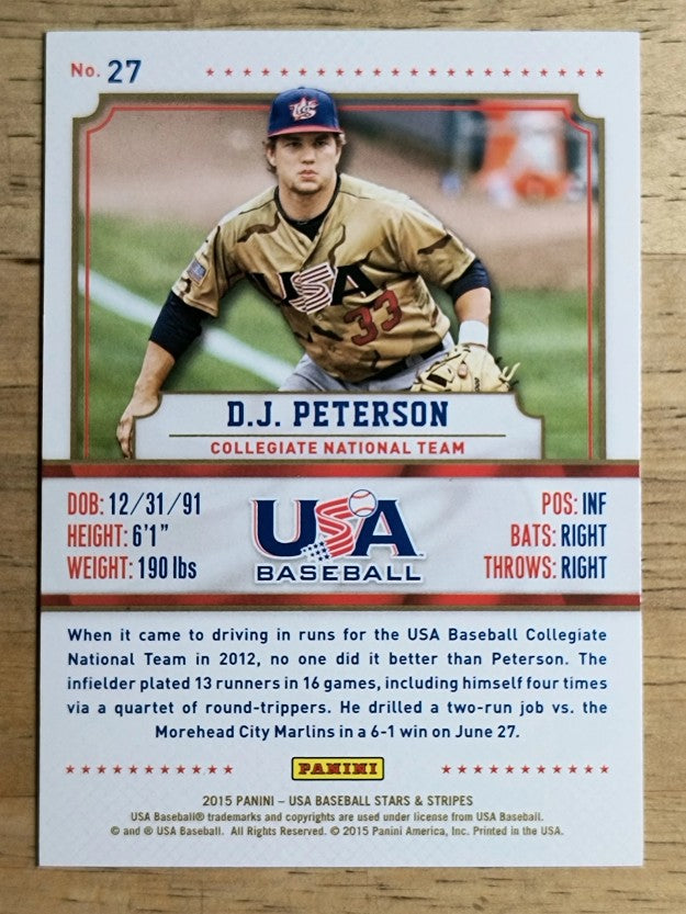 2015 USA Baseball Stars and Stripes #27 D.J. Peterson