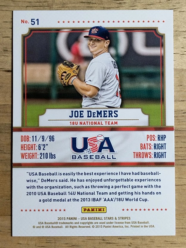 2015 USA Baseball Stars and Stripes Longevity #51 Joe DeMers