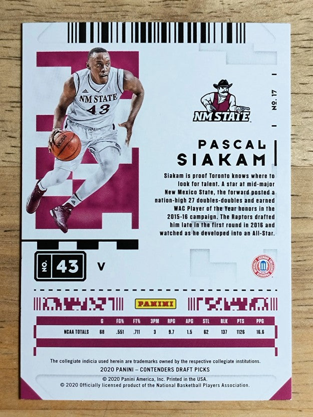 2020-21 Panini Contenders Draft Picks Variations #17 Pascal Siakam