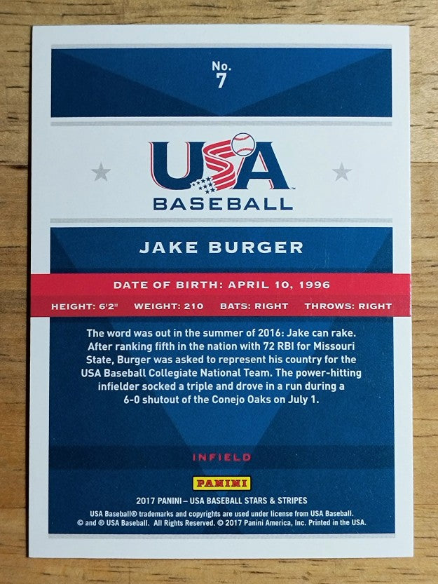 2017 USA Baseball Stars and Stripes #7 Jake Burger