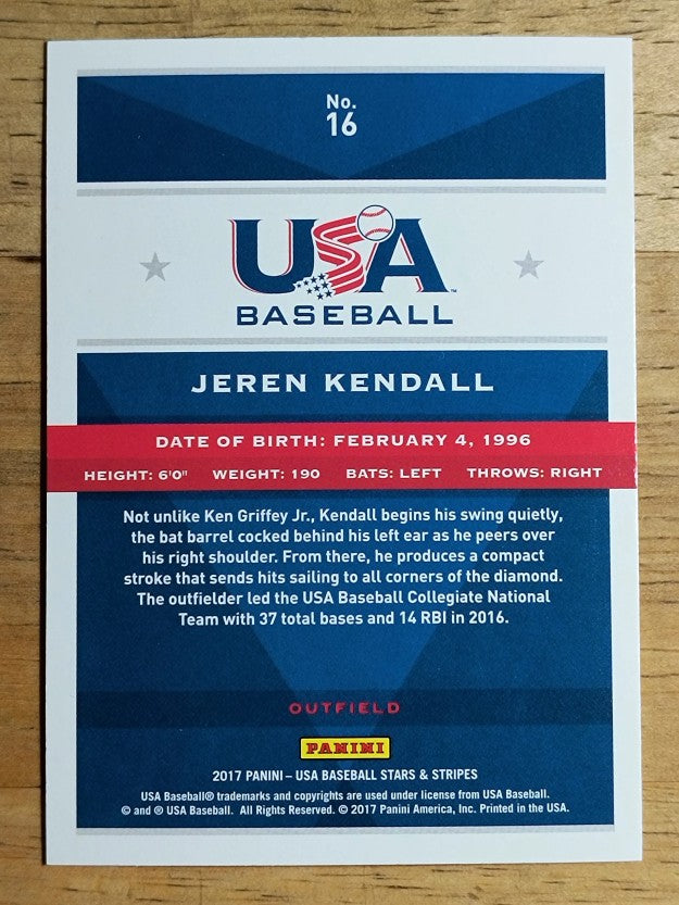 2017 USA Baseball Stars and Stripes #16 Jeren Kendall
