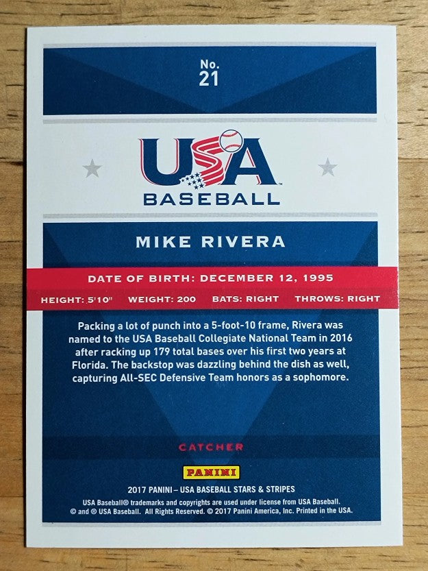 2017 USA Baseball Stars and Stripes #21 Mike Rivera