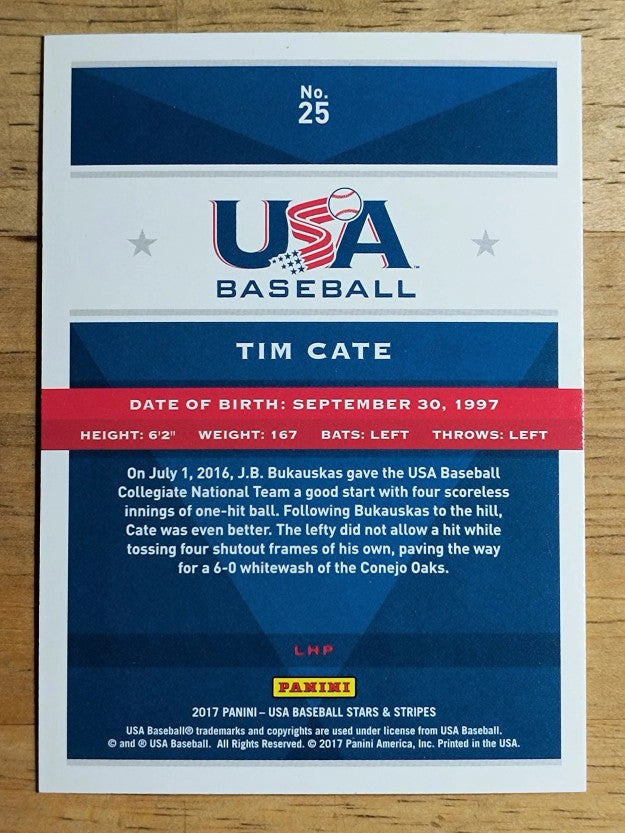 2017 USA Baseball Stars and Stripes #25 Tim Cate