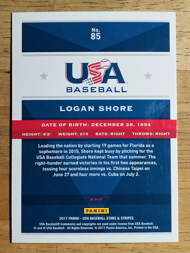 2017 USA Baseball Stars and Stripes #85 Logan Shore