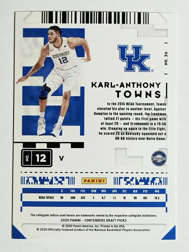 2020-21 Panini Contenders Draft Picks Variations #36 Karl-Anthony Towns