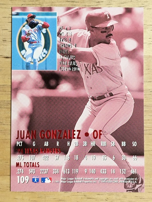 1995 Ultra #109 Juan Gonzalez