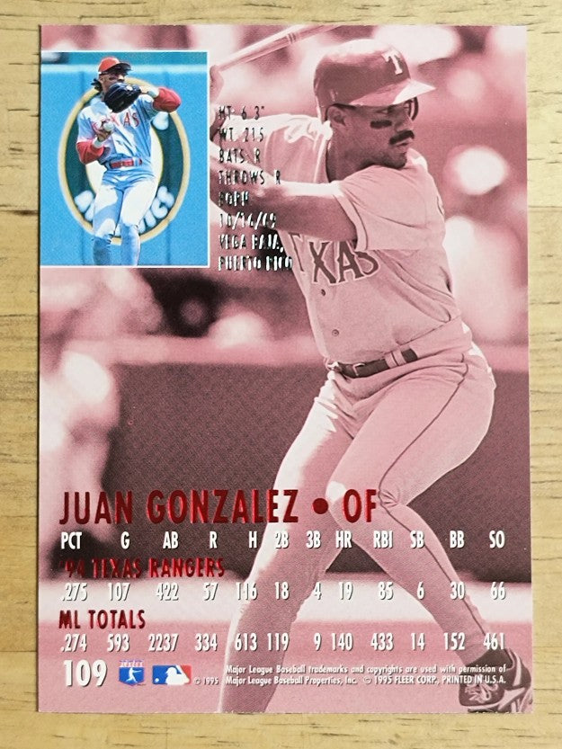 1995 Ultra #109 Juan Gonzalez