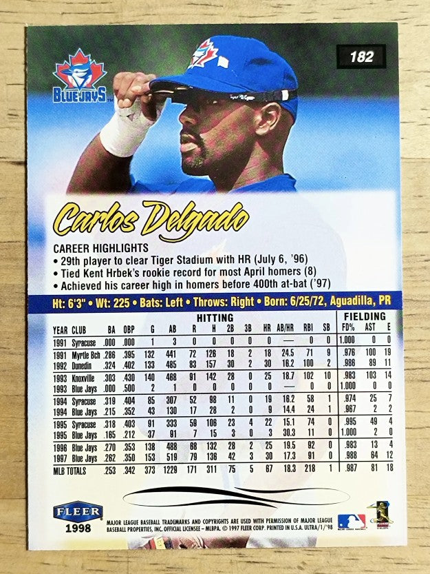 1998 Ultra #182 Carlos Delgado