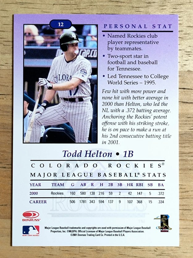 2001 Studio #12 Todd Helton