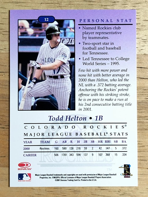 2001 Studio #12 Todd Helton