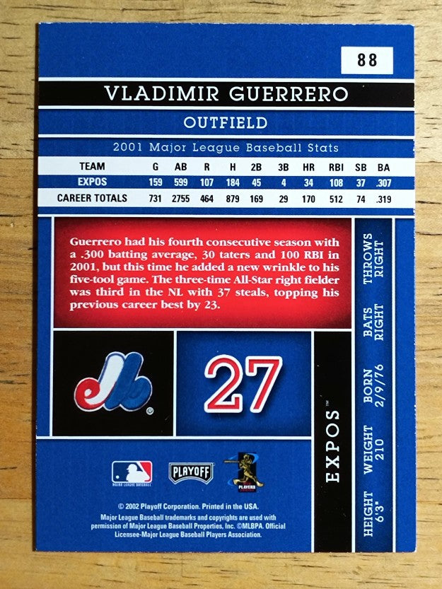 2002 Absolute Memorabilia #88 Vladimir Guerrero