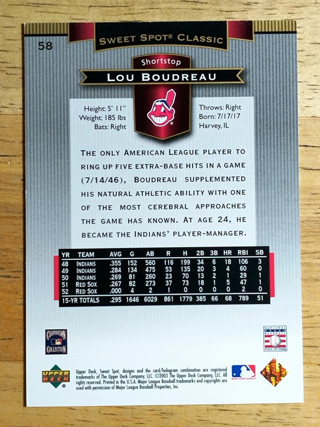 2003 Sweet Spot Classics #58 Lou Boudreau