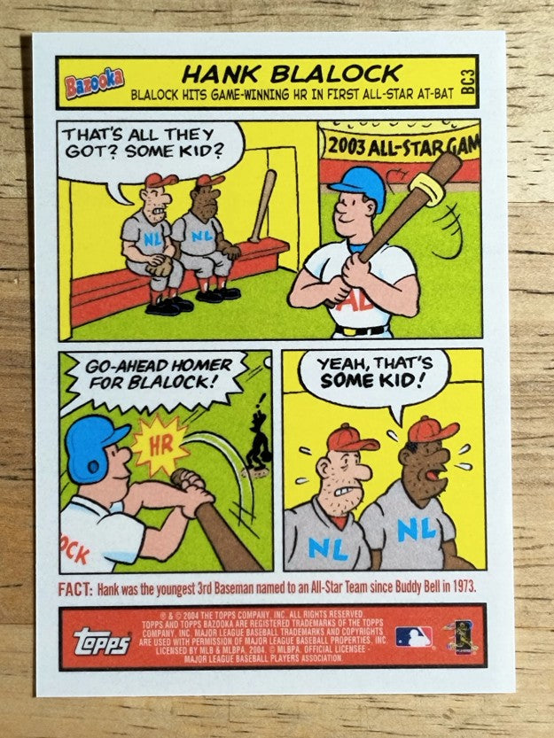 2004 Bazooka Comics #BC3 Hank Blalock