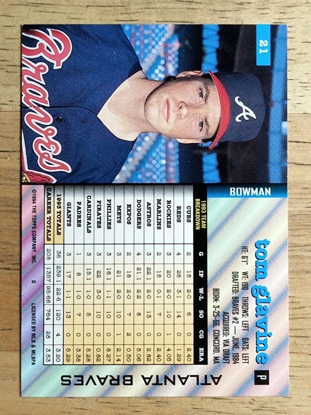 1994 Bowman #21 Tom Glavine